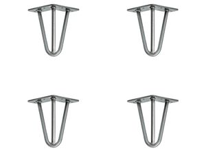 4251986207969 - Hairpin Legs Tischbeine Haarnadelbeine 12mm Stahl Möbelfüße Tischgestell Tischkufen - 4 Stück Industrial Silber (geölt) 15cm - 3 Streben