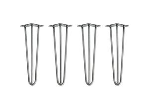 4251986208041 - Hairpin Legs Tischbeine Haarnadelbeine 12mm Stahl Möbelfüße Tischgestell Tischkufen - 4 Stück Industrial Silber (geölt) 40cm - 3 Streben