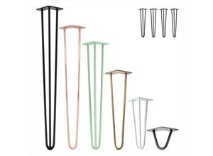 4251986208065 - Hairpin Legs Tischbeine Haarnadelbeine 12mm Stahl Möbelfüße Tischgestell Tischkufen - 4 Stück Industrial Silber (geölt) 45cm - 3 Streben