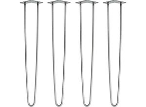 4251986208119 - Hairpin Legs Tischbeine Haarnadelbeine 12mm Stahl Möbelfüße Tischgestell Tischkufen - 4 Stück Industrial Silber (geölt) 71cm - 2 Streben