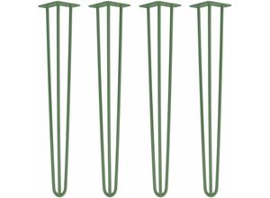 4251986208140 - Hairpin Legs Tischbeine Haarnadelbeine 12mm Stahl Möbelfüße Tischgestell Tischkufen - 4 Stück Dunkelgrün 71cm - 3 Streben - Tisch - Grün