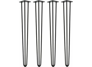 4251986208201 - Hairpin Legs Tischbeine Haarnadelbeine 12mm Stahl Möbelfüße Tischgestell Tischkufen - 4 Stück Schwarz 100cm - 3 Streben - Stehtisch - Schwarz