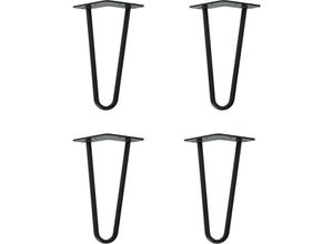 4251986208225 - Hairpin Legs Tischbeine Haarnadelbeine 12mm Stahl Möbelfüße Tischgestell Tischkufen - 4 Stück Schwarz 20cm - 2 Streben - Möbelfüße - Schwarz