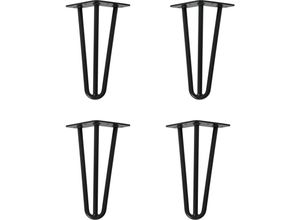 4251986208232 - Hairpin Legs Tischbeine Haarnadelbeine 12mm Stahl Möbelfüße Tischgestell Tischkufen - 4 Stück Schwarz 20cm - 3 Streben - Möbelfüße - Schwarz