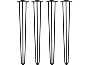 4251986208355 - Natural Goods Berlin - hairpin Legs Tischbeine Haarnadelbeine 12mm Stahl Möbelfüße Tischgestell Tischkufen - 4 Stück Schwarz 86cm - 3 Streben