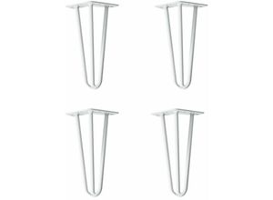 4251986208485 - Hairpin Legs Tischbeine Haarnadelbeine 12mm Stahl Möbelfüße Tischgestell Tischkufen - 4 Stück Weiß 20cm - 3 Streben - Möbelfüße - Weiß