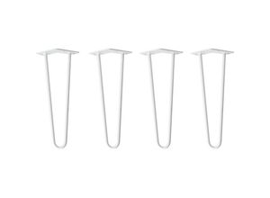 4251986208515 - Hairpin Legs Tischbeine Haarnadelbeine 12mm Stahl Möbelfüße Tischgestell Tischkufen - 4 Stück Weiß 35cm - 2 Streben - Couchtisch Nachttisch