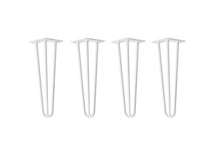 4251986208522 - Hairpin Legs Tischbeine Haarnadelbeine 12mm Stahl Möbelfüße Tischgestell Tischkufen - 4 Stück Weiß 35cm - 3 Streben - Couchtisch Nachttisch