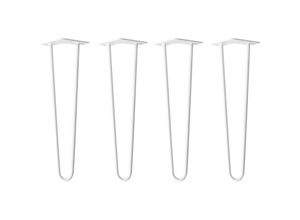 4251986208546 - Natural Goods Berlin HAIRPIN Legs Tischbeine Haarnadelbeine 12mm Stahl Möbelfüße Tischgestell Tischkufen - 4 Stück Weiß 45cm - 2 Streben