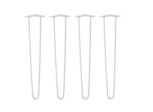 4251986208577 - Natural Goods Berlin - hairpin Legs Tischbeine Haarnadelbeine 12mm Stahl Möbelfüße Tischgestell Tischkufen - 4 Stück Weiß 60cm - 2 Streben