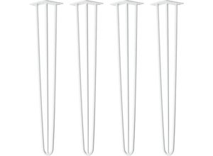 4251986208607 - Hairpin Legs Tischbeine Haarnadelbeine 12mm Stahl Möbelfüße Tischgestell Tischkufen - 4 Stück Weiß 71cm - 3 Streben - Tisch - Weiß - Natural