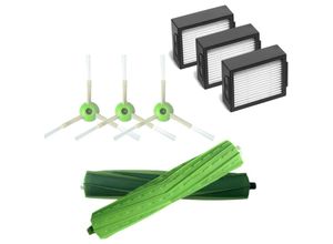 4251996383950 - Trade-shop - Zubehör-Set für iRobot Roomba i7 i7+ E5 E6 E7 Roboter-Staubsauger Ersatzteile 2er-Set Gummibürsten 3 Hepa-Filter 3 Seitenbürsten