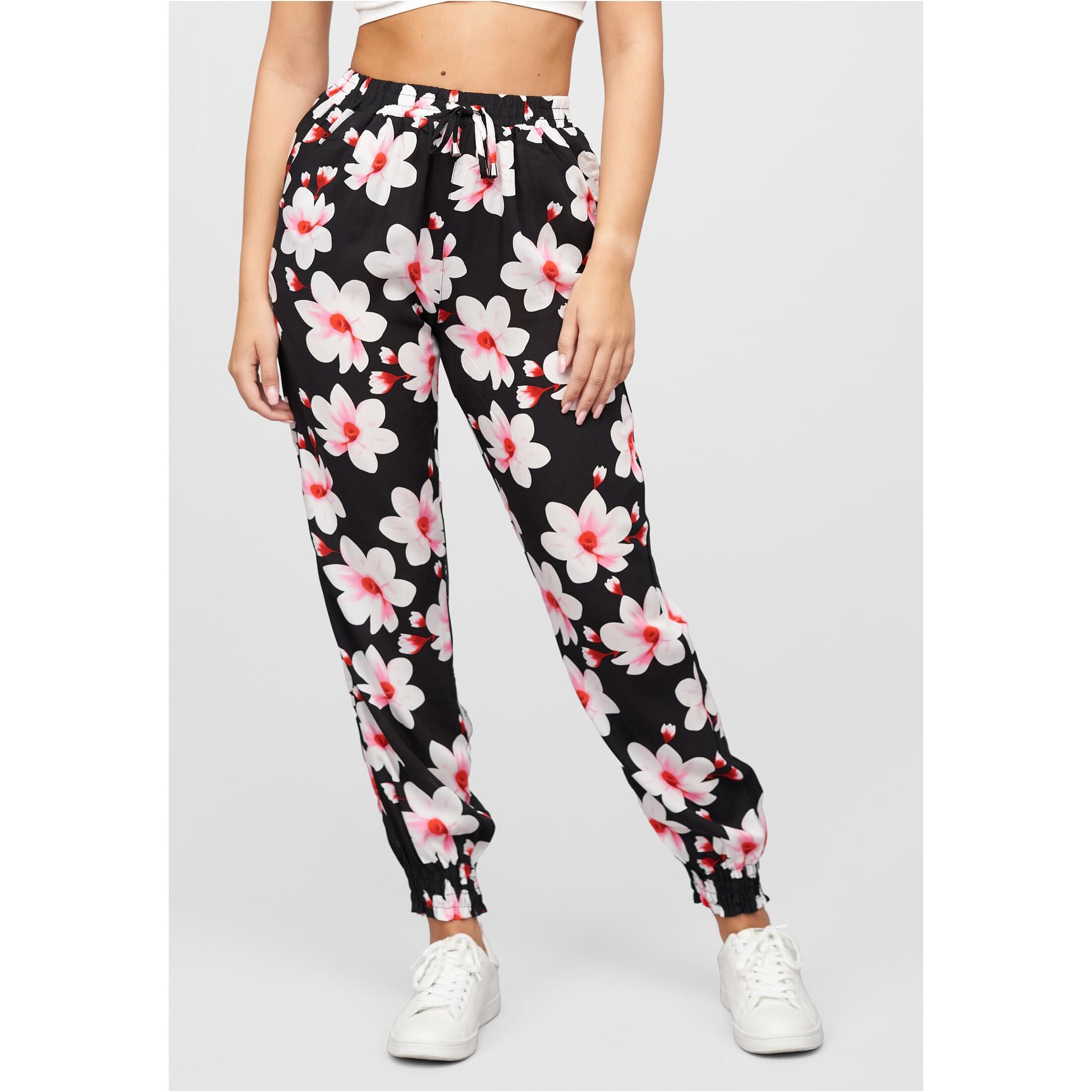 4252005405717 - Hose aus Viskose mit Umschlag 2 Taschen & großen Blumen für Damen Cloud5ive