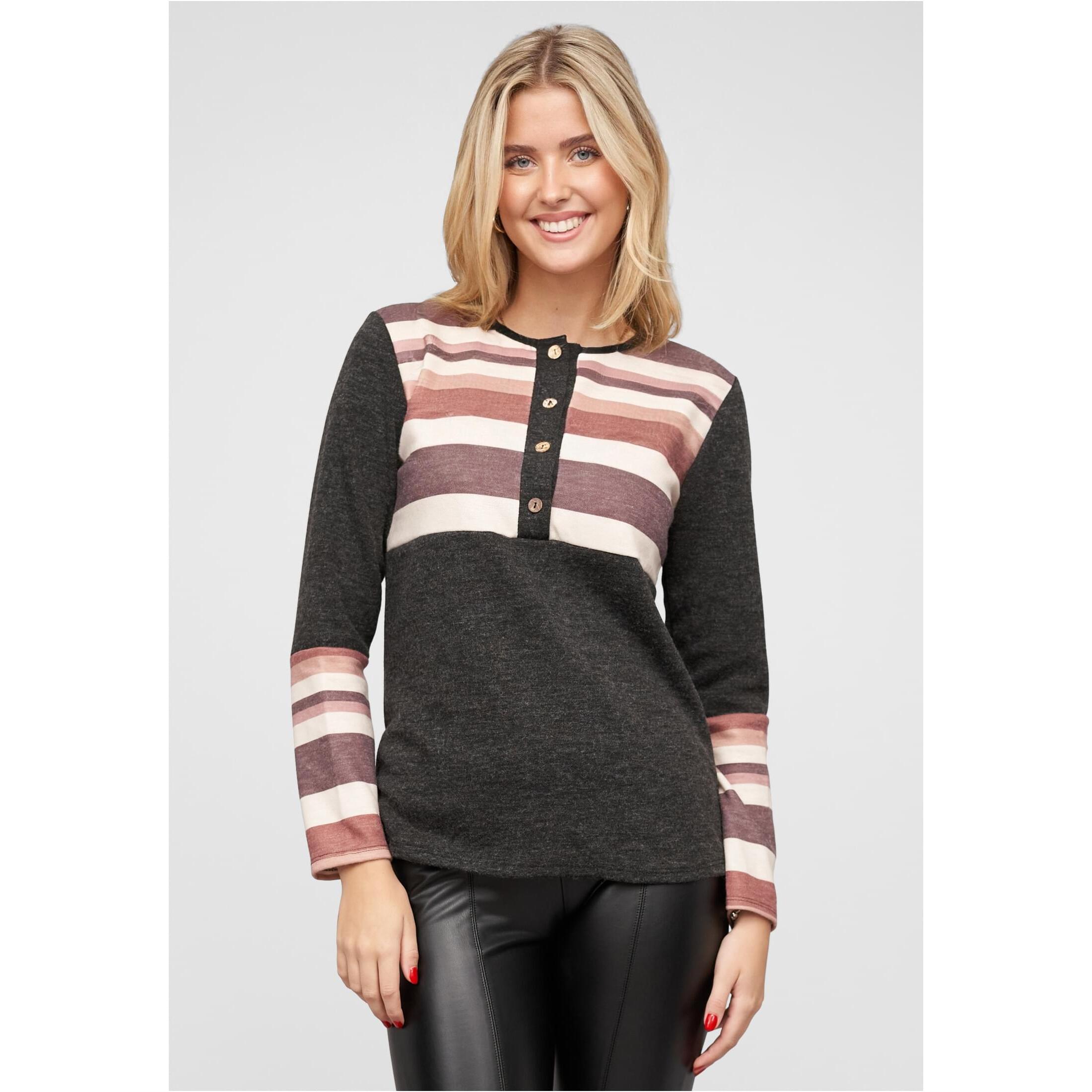 4252005464080 - Damen-Sweatshirt mit Knöpfen Cloud5ive