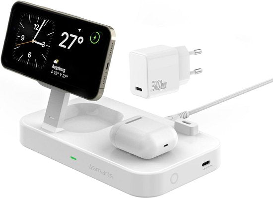 4252011907878 - 4smart boy Trident 2in1 Induktion + USB-C + 30W Wandladegerät weiß weiß 540998