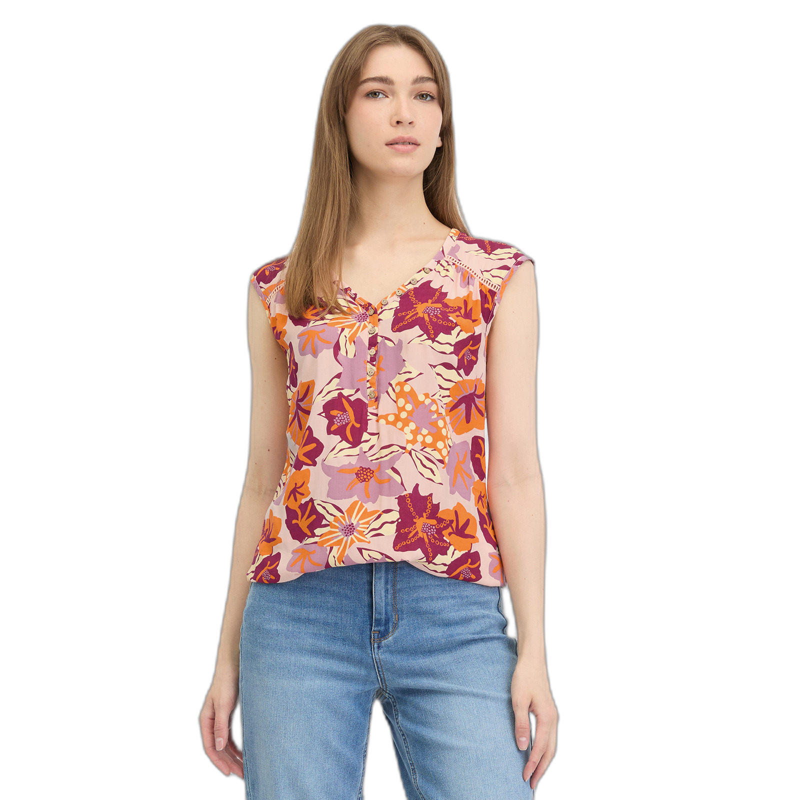 4252018556437 - Ärmellose Bluse Damen Saltty Print