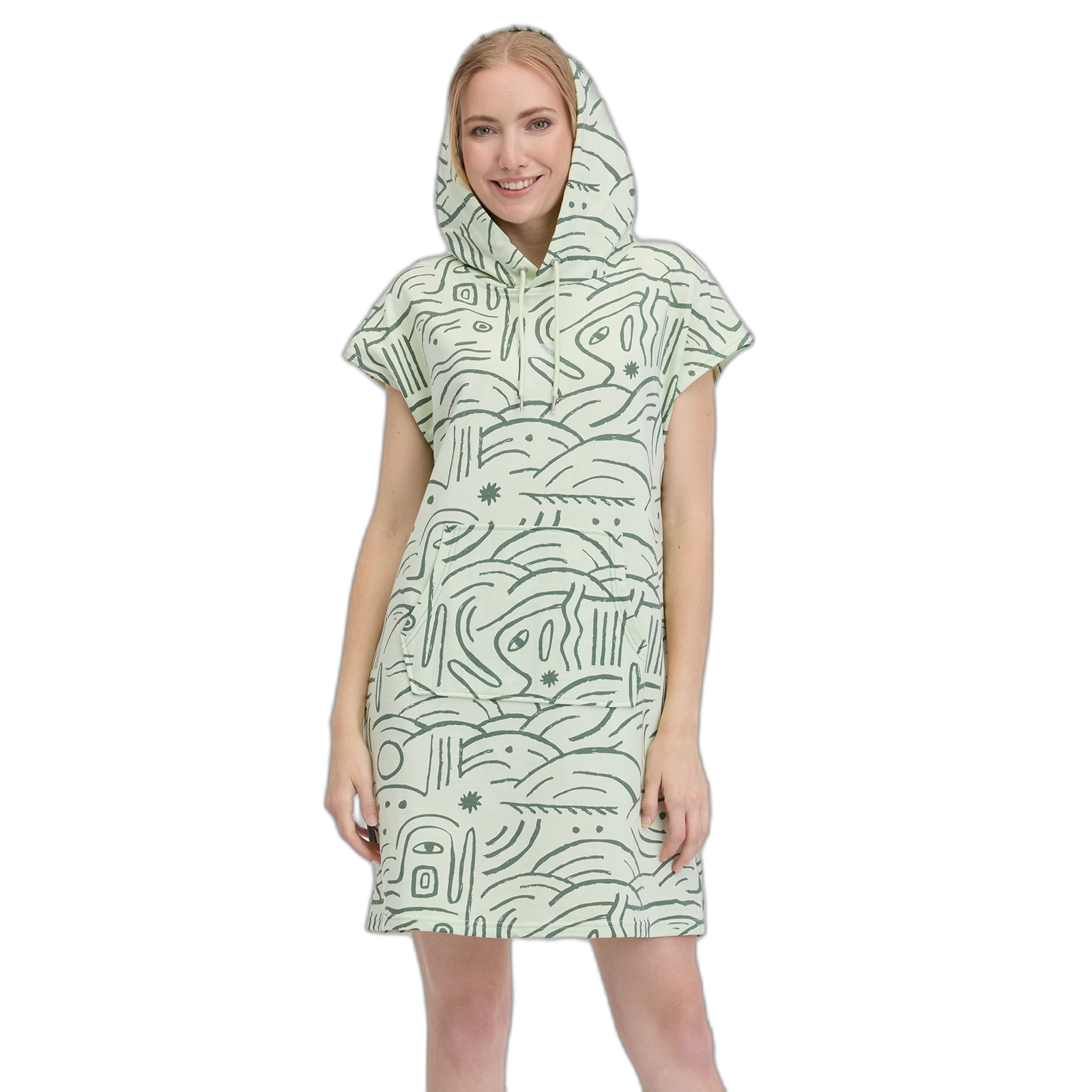 4252018560168 - Damen Kapuzen-T-Shirt Kleid Chyca Print 4252018560168 - Damen Kapuzen-T-Shirt Kleid Chyca Print