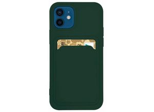 4252021301680 - Card Case Silikon Portmonnaie Handyhülle mit Kartenfach Cover Bumper kompatibel mit Samsung Galaxy A22 4G (A225F) Dunkelgrün