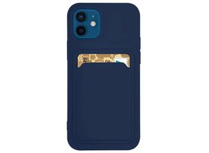 4252021301734 - Card Case Silikon Portmonnaie Handyhülle mit Kartenfach Cover Bumper kompatibel mit Samsung Galaxy A22 5G (A226B) Marineblau
