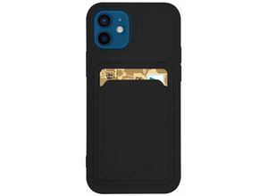 4252021301758 - Card Case Silikon Portmonnaie Handyhülle mit Kartenfach Cover Bumper kompatibel mit Samsung Galaxy A12 (A125F) Schwarz