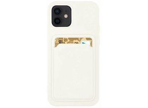 4252021301765 - Card Case Silikon Portmonnaie Handyhülle mit Kartenfach Cover Bumper kompatibel mit Samsung Galaxy A12 (A125F) Weiß