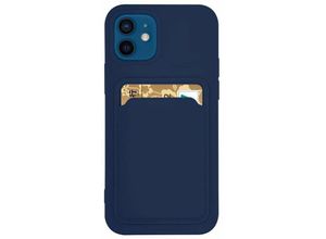 4252021302342 - Card Case Silikon Portmonnaie Handyhülle mit Kartenfach Cover Bumper kompatibel mit Xiaomi Redmi Note 10s Marineblau