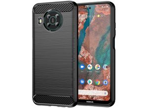 4252021307286 - Silikon Hülle Bumper Carbon kompatibel mit NOKIA X20 Case TPU Soft Handyhülle Cover Schutzhülle Schwarz - Schwarz