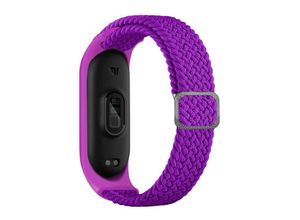 4252021307705 - Cofi 1453 - Strap Stoff Ersatzarmband kompatibel mit Xiaomi Mi Band 6   5   4   3 geflochtenes Stoffarmband Lila