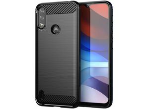 4252021307811 - Silikon Hülle Carbon kompatibel mit MOTOROLA MOTO E7i POWER TPU Case Soft Handyhülle Cover Schutzhülle Schwarz - Schwarz