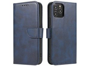 4252021308139 - Premium Magnet Case Buch Tasche Schutzhülle aufklappbare Hülle Standfunktion Zubehör kompatibel mit Samsung Galaxy S22 Ultra (SM-908B) Blau - Schwarz