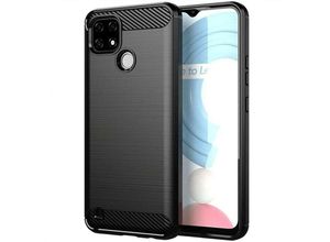 4252021312419 - Silikon Hülle Bumper Carbon kompatibel mit REALME C21Y Case TPU Soft Handyhülle Cover Schutzhülle Schwarz - Schwarz