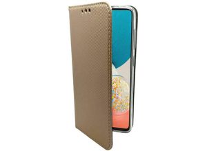 4252021312457 - Buch Tasche Smart kompatibel mit SAMSUNG GALAXY A53 5G Handy Hülle Etui Brieftasche Schutzhülle mit Standfunktion Kartenfach Gold