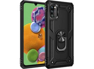 4252021314154 - Slim Case mit 360 Grad Ring Ständer Schutzhülle Kickstand Handyhülle Magnetische Autohalterung kompatibel mit Samsung Z Flip 3 Schwarz