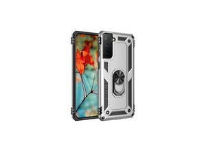 4252021314796 - Slim Case mit 360 Grad Ring Ständer Schutzhülle Kickstand Handyhülle Magnetische Autohalterung kompatibel mit Samsung Z Flip 3 Silber