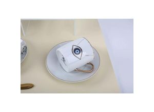 4252021315731 - 12-tlg Premium Espresso Service für 6 Personen Marmour Kaffeetasse mit Untertasse Teller Marmor Design kleine Tassen Motiv 3