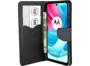 4252021318527 - Cofi 1453 - Buch Tasche Fancy kompatibel mit motorola moto G60S Handy Hülle Etui Brieftasche Schutzhülle mit Standfunktion Kartenfach Schwarz