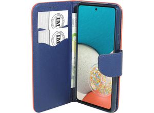 4252021318565 - Cofi 1453 - Buch Tasche Fancy kompatibel mit samsung galaxy A53 5G Handy Hülle Etui Brieftasche Schutzhülle mit Standfunktion Kartenfach Rot-Blau