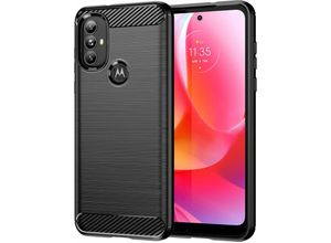 4252021320438 - Markenlos - Silikon Hülle Carbon für Motorola Moto g Power 2022 - Schwarz