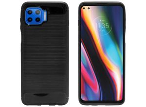 4252021320568 - Silikon Hülle Carbon kompatibel mit MOTOROLA MOTO G 5G PLUS Schwarz - Schwarz