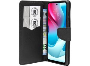 4252021320650 - Fancy Buchtasche Hülle für Motorola Moto G60s Schwarz - Schwarz