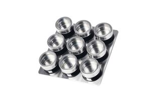 4252021321923 - - 10tlg Edelstahl Metallic Gewürzdosenset Gewurzregal Salz Pfeffer Küche Gewürz Behälter Schwarz