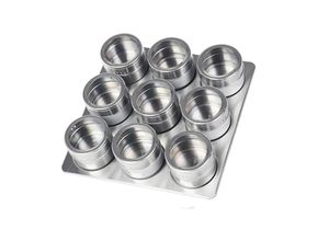 4252021321930 - - 10tlg Edelstahl Metallic Gewürzdosenset Gewurzregal Salz Pfeffer Küche Gewürz Behälter Silber