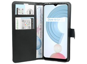 4252021322791 - Buch Tasche Schutzhülle aufklappbare Hülle Standfunktion Zubehör kompatibel mit Realme C25Y schwarz - Schwarz