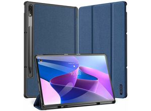 4252021325341 - Dux Ducis Buch Tasche Hartschale mit Smart Sleep Standfunktion kompatibel mit LENOVO TAB P12 PRO 126 Tablet Hülle Etui Brieftasche Schutzhülle Blau