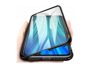 4252021325389 - 360° Magnet Full Slim Metall Case Schutz Tasche Handyhülle Handyschale mit Schutzglas Vorderseite und Rückseite Schwarz kompatibel mit Samsung Galaxy