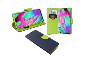 4252021325747 - Buch Tasche Fancy Handy Hülle kompatibel mit Samsung Galaxy A52s 5G Blau-Grün - Schwarz