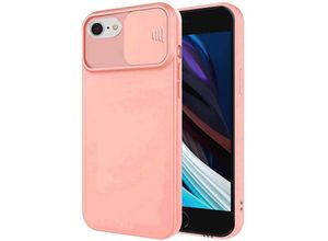 4252021328984 - 360 Grad Schutz CamShield Silikon Cover Case Slim Handyhülle Schutzhülle mit Kameraschutz Kameraabdeckung kompatibel mit iPhone SE 2022 Pfirsich