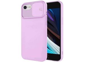 4252021328991 - 360 Grad Schutz CamShield Silikon Cover Case Slim Handyhülle Schutzhülle mit Kameraschutz Kameraabdeckung kompatibel mit iPhone SE 2022 Lila