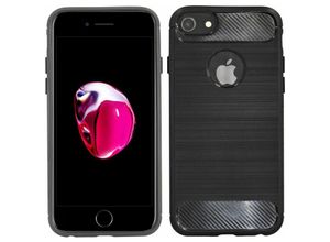 4252021329073 - Silikon Hülle Carbon kompatibel mit iPhone SE 2022 TPU Case Soft Handyhülle Cover Schutzhülle Schwarz - Schwarz