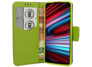 4252021332776 - Buch Tasche Fancy kompatibel mit XIAOMI REDMI NOTE 11T 5G Handy Hülle Etui Brieftasche Schutzhülle mit Standfunktion Kartenfach Blau-Grün - Schwarz